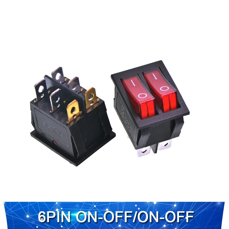 KCD4 Rocker switch ship type switch rocker power button 4/6PIN red light green light 31x25mm16A/30A 250v ON-OFF/ON-OFF-ON