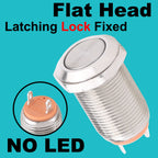12mm metal push button waterproof nickel plated brass button switch Latching/self-locking/fix high/flat head on-off NO LED