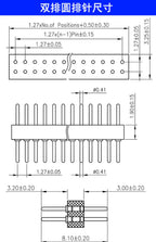 1x40P 1.27mm 2.0mm 2.54mm Round Hole Male Tin Gold Female Pin Header Single Row 0.1" Breakable PCB IC Crystal Transistor Socket