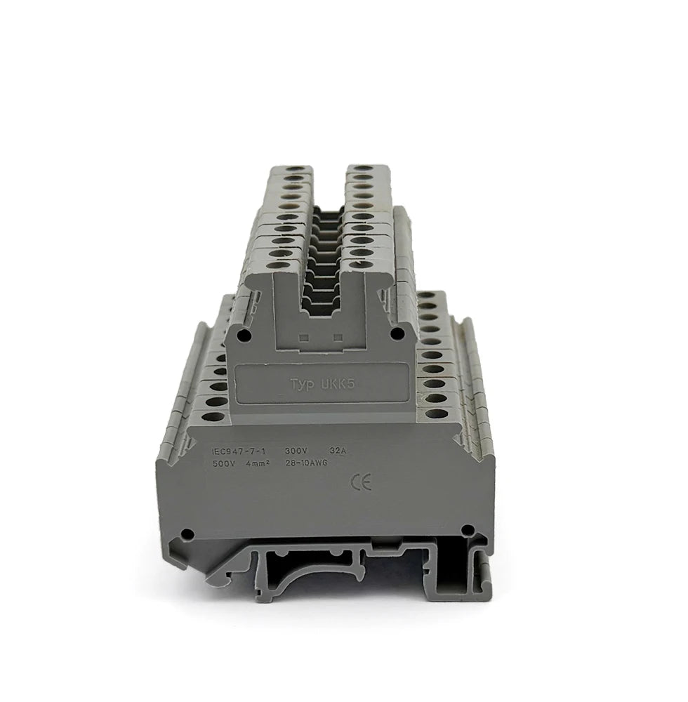 10Pcs UKK/UKKB 5 Double-Level Terminal Block 2 Layer 0.2 - 4 mm² Plug Wire Electrical Screw Connector DIN Rail Termin UKK5 UKKB5