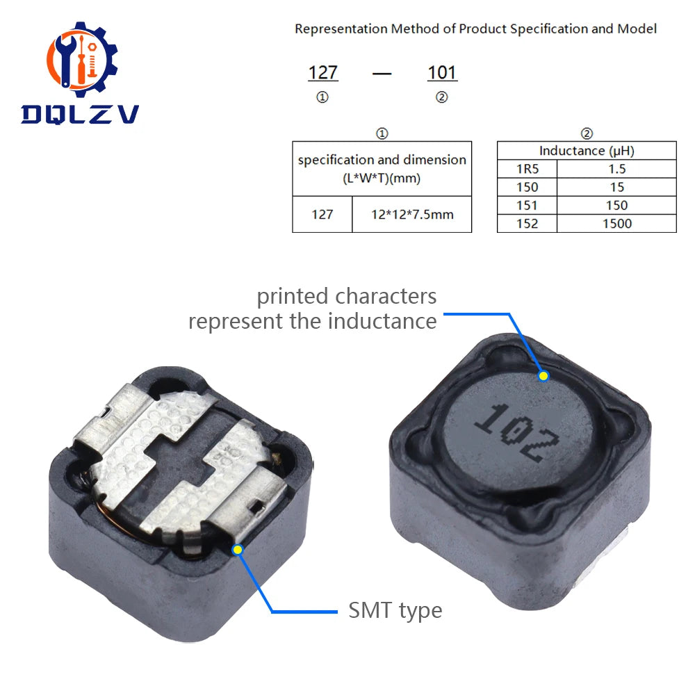 CDRH127 CD127 CDRH127 10 /15/ 22 / 33 / 47 / 68 UH 12*12*7 SMD Power inductor 1mh 2R2 3R3 4R7 6R8 Chip Inductor 100UH 101