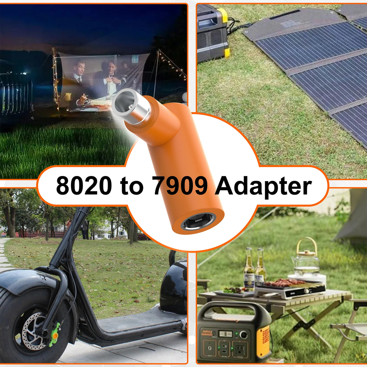 DC 7909 Female to DC 8020 Male Adapter, 90 Degree Right Angle Solar Panel Connector Adaptor Compatible