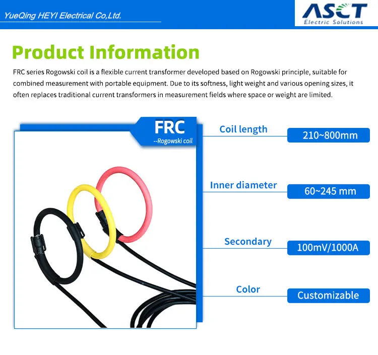 Flexible Rogowski coil FRC-420 measuring range 10-10000A current ratio 1000A/100mv split core current transformer.