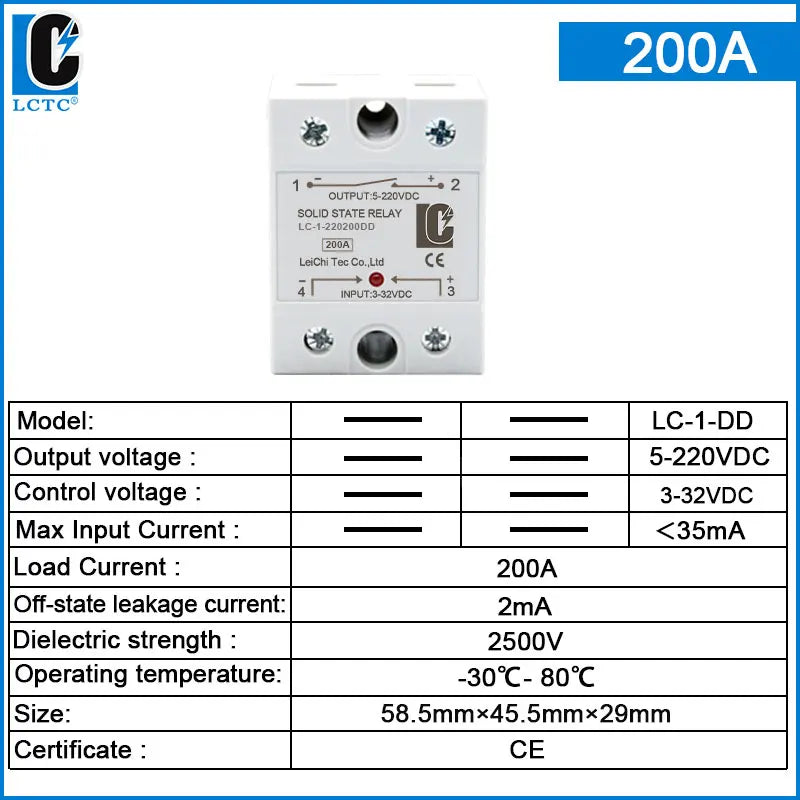 LCTC SSR Relay DC TO AC DC TO DC AC TO AC Solid State Relay Single Phase 10A 25A 40A 60A 80A 100A 120A 200A 240A LC-1-DA/AA/DD