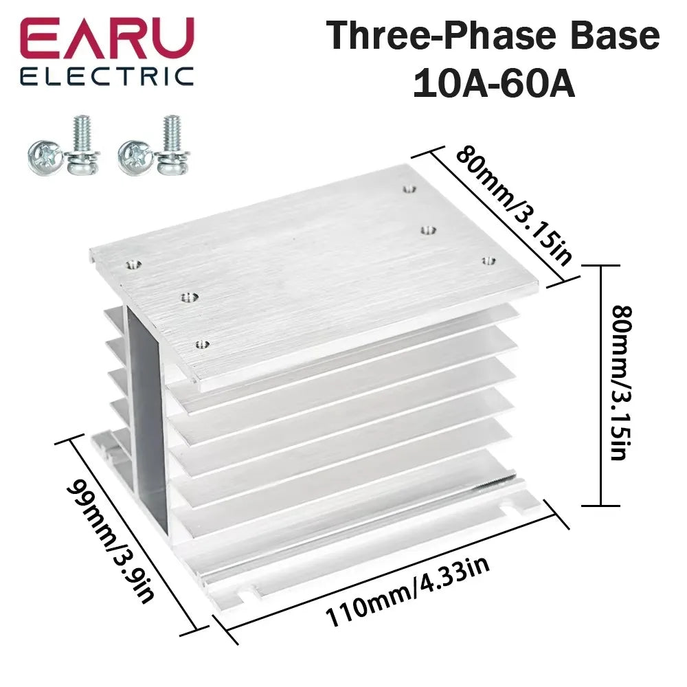 EARU 10A-200A New Single Phase Three Phase Solid State Relay Module Heat Sink SSR DA AA DD Aluminum Fins Radiator Din Rail Mount