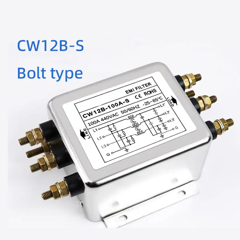 EMI filter power purifier CW7N-20/30/40/50/60/70/75A-R 380VAC 3-phase AC power supply filter Anti-interference