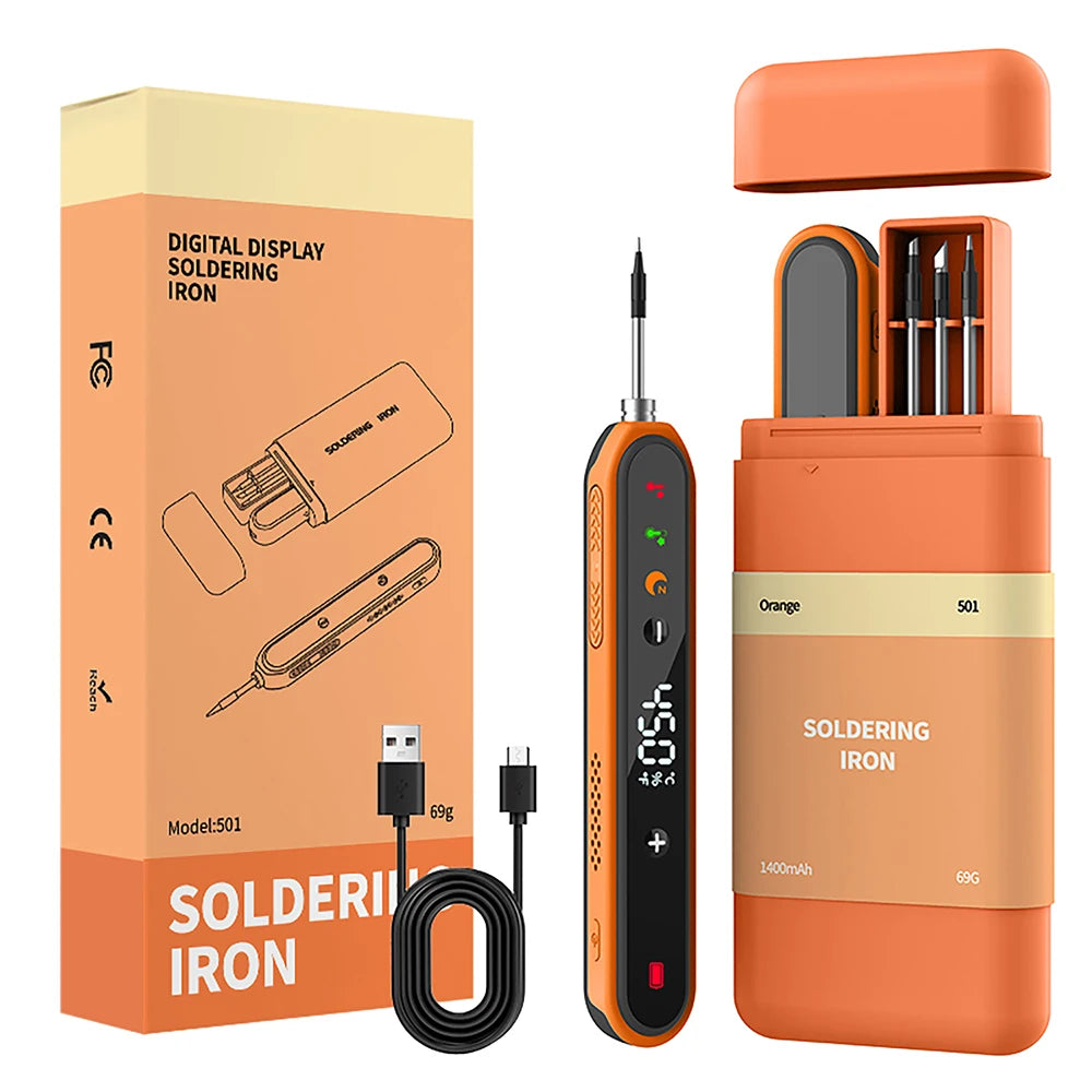 USB 1400mAh Battery Intelligent Soldering Iron Type C Interface Wireless Temperature Control High-power Solder Welding Iron Tool