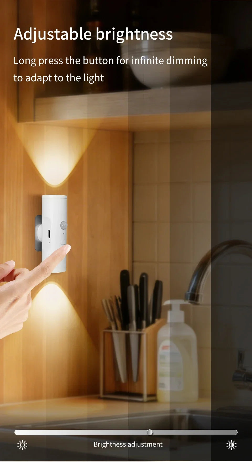 Magnetic Rechargeable PIR Motion Sensor LED Night Light, 3 Colors Dimmable Wireless Wall Lamp for Bedroom Hallway Closet