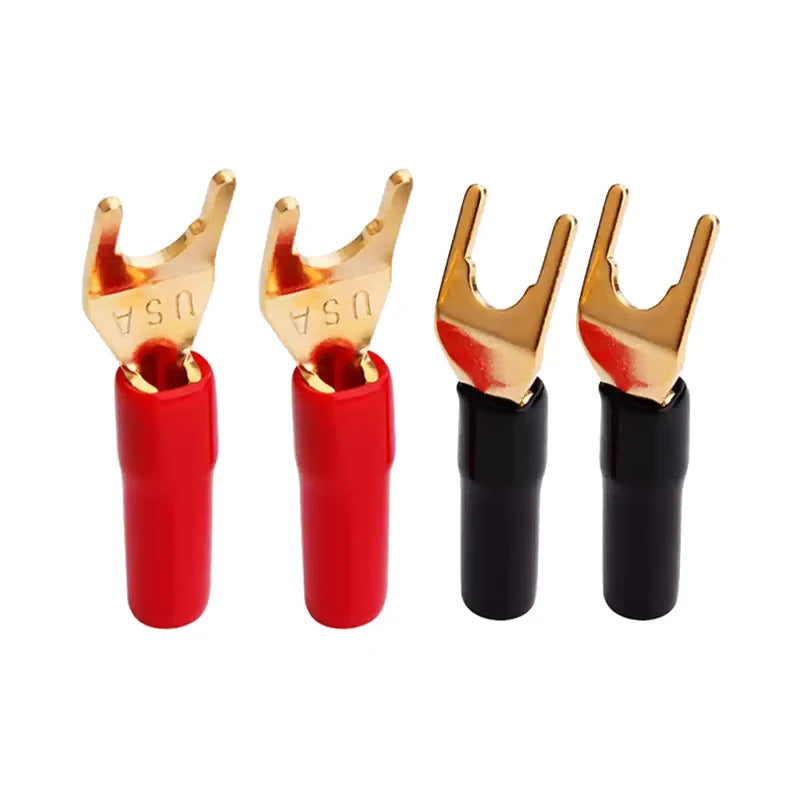 YYTCG 4pcs 4mm Banana plugs Y plug Pin plug Gold plated Speaker Connector Adapter No welding DIY Audio wire Connector