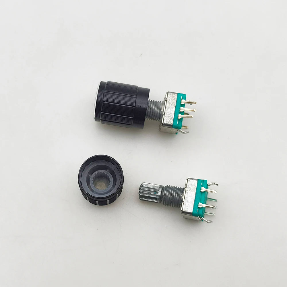 EC11 Rotary Encoder Half / Plum Shaft 5Pin Code Switch Box Set Digital Potentiometer Switches Handle Long 15mm 20mm