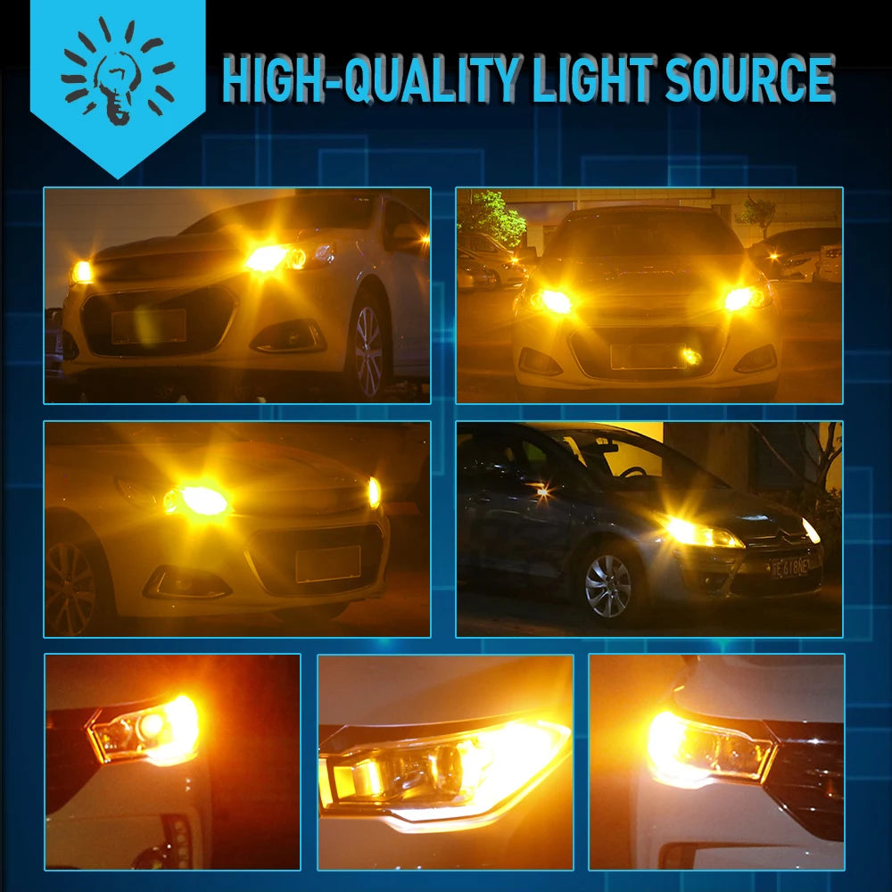 2Pcs WY21W LED Canbus No Error No Hyper Flash Turn Signal Lights Bulb 3030 SMD T20 7440 W21W 1156 BA15S LED Lamp 12V Orange