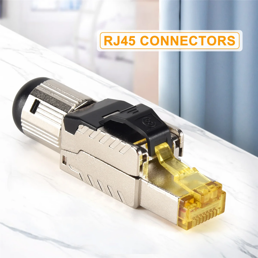 6-Pack Tool Free Shielded RJ45 Cat 8, Cat8 Field Termination Plug, Cat8 Connector, Cat8 Plug