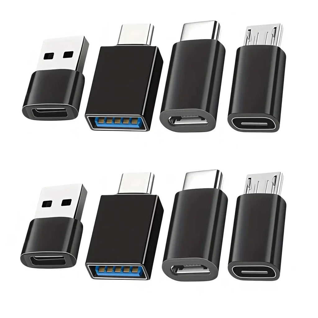 8pcs USB to USB C Adapter, USB Type C Female to USB Adapter, Micro USB to USB C Female Male Converter Connector, for Laptop Car