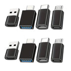 8pcs USB to USB C Adapter, USB Type C Female to USB Adapter, Micro USB to USB C Female Male Converter Connector, for Laptop Car