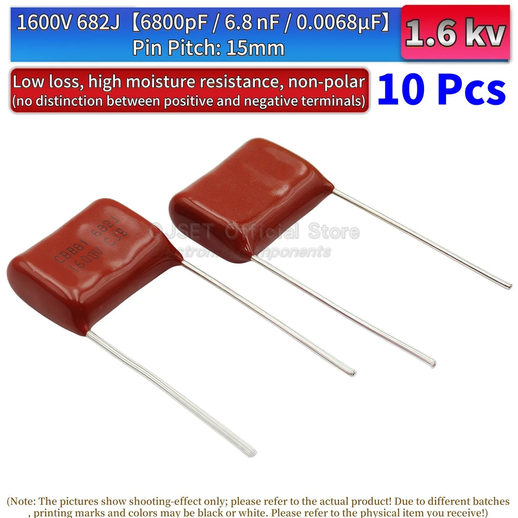 10Pcs CBB81 Metallized Polypropylene Film Capacitors High-Voltage 1.6 kV 1600 V 102j 104j 153 222 332 334 472 474 562 682J 0.1uf