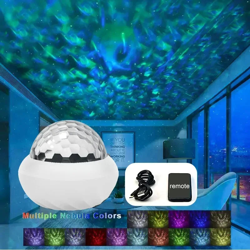 RGB Projection Night Lights Aurora Starry Northern Light Projector Atmosphere Lamp USB Plug Remote Control for Room Party Decor