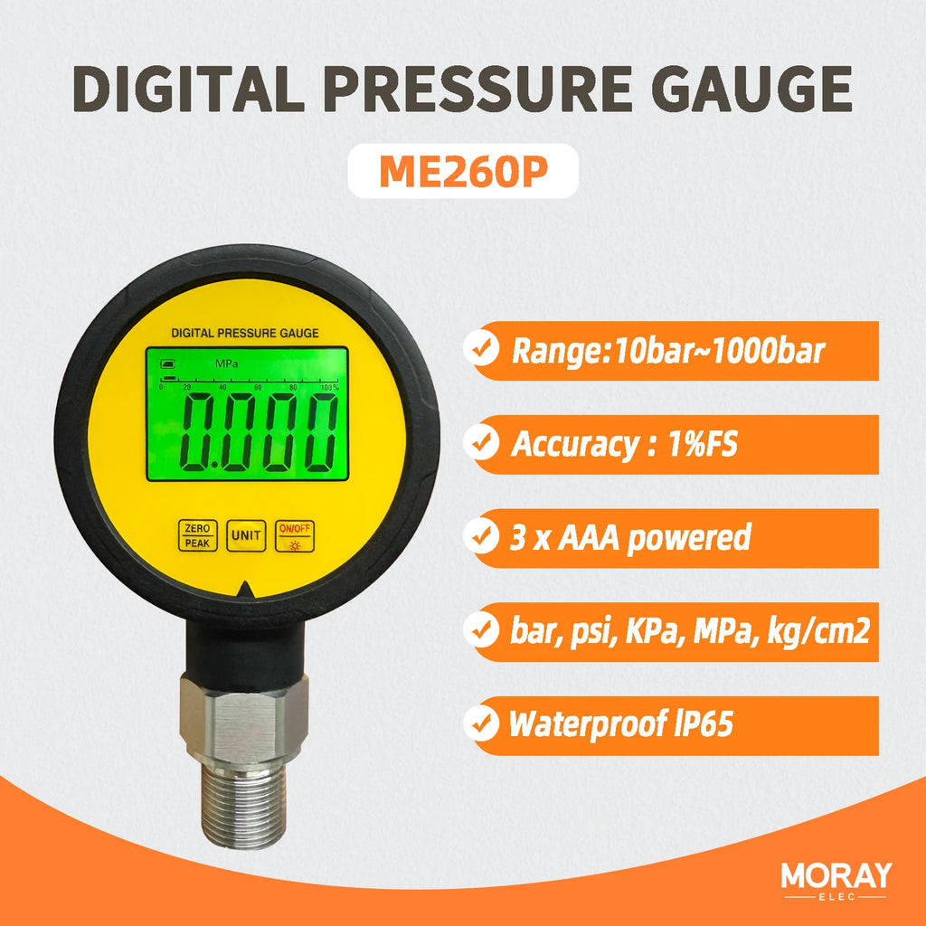 Moray ME260P 1%FS Waterproof IP65 Battery Powered Portable LCD Digital Display Pressure Transmitter Digital Pressure Gauge