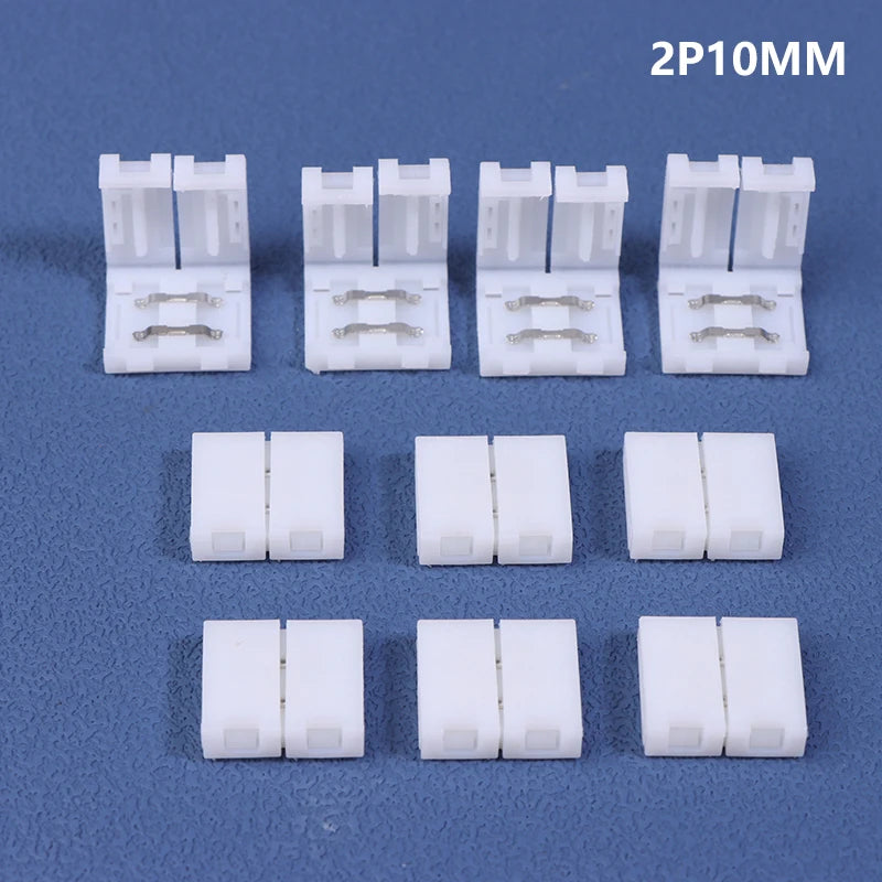 10Pcs LED Strip Connector 8MM 10MM 2Pin 3Pin 4Pin 3528 5050 RGB Single Color Solderless PCB Board Wire Free Welding Connectors