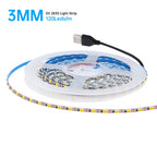 5V 2835 LED Strip Light 3mm 5mm 8mm PCB Width 120Leds/m Flexible LED Tape Ribbon Diode USB/2PIN Wire Led Lights for Room Decor