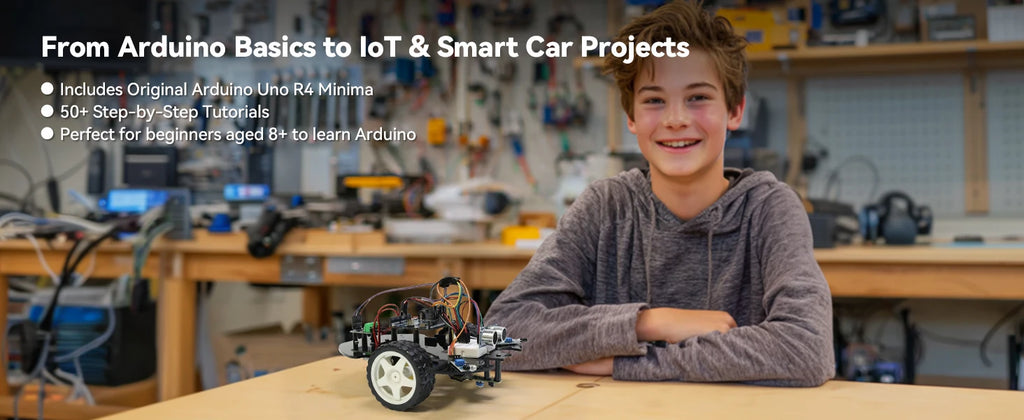 SunFounder 3-in-1 Super Starter Kit with Original Arduino Uno R4 Minima, IoT&Smart Car Projects, ESP8266 WiFi, 50+ Tutorials