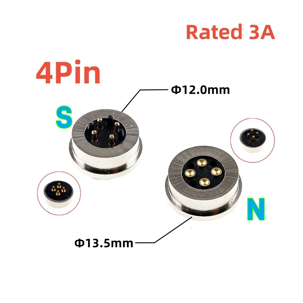 1/3/5 Pair Circular Shape Magnetic Pogo Pin Connector 1 2 3 4 5 Pole Male Female Probe DC Power Charging Round Profile