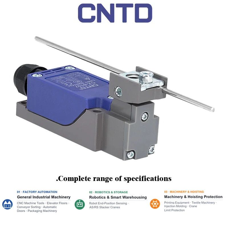 CNTD CZ-8107N Limit Switch Spring Rod IP65 SPDT 5A 250VAC Micro Position Sensor Industrial Control Switch CCC CE
