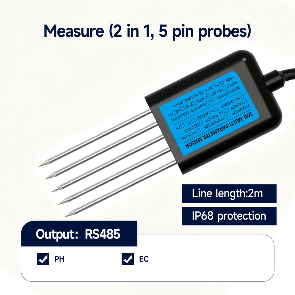 High Precision Agriculture Soil Sensor Moisture Temperature Humidity EC PH NPK with Optional 4-20mA 0-5V RS485 Output