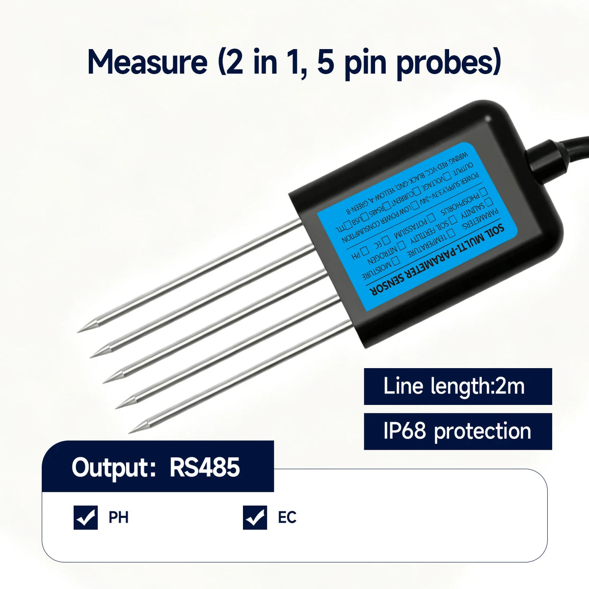 High Precision Agriculture Soil Sensor Moisture Temperature Humidity EC PH NPK with Optional 4-20mA 0-5V RS485 Output