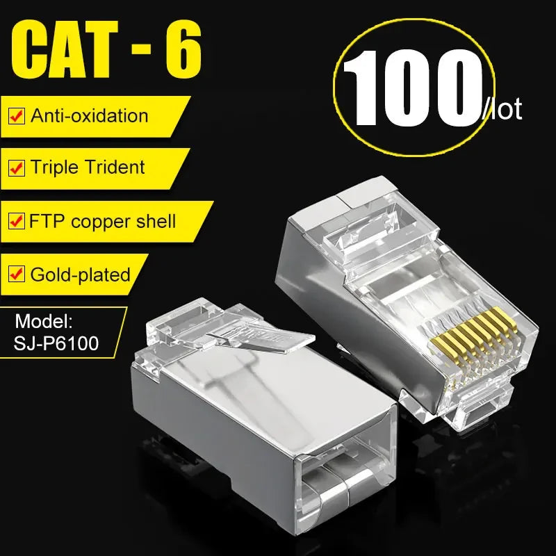 SAMZHE Cat6 RJ45 Connector 8P8C Modular Lan Cable Head Plug  Cat 6 Crimp Network RJ 45 for Ethernet