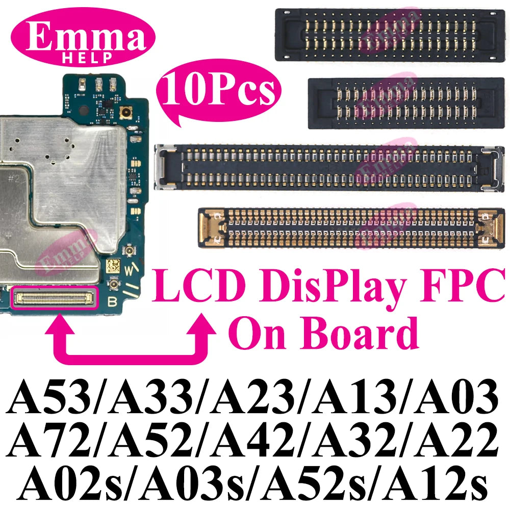 10pcs Original Screen Connector For Samsung A52S A53 A72 A33 A32 A23 A22 A13 A12S A03s A02s A42 LCD Display FPC On Board 78 Pin