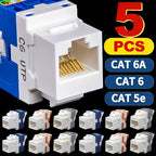 RJ45 Cat6/5e/6A Slim Profile Keystone Jack 90-Degree Ethernet Punch Down Keystone Jack Compatible Patch Panel and Wall Plate