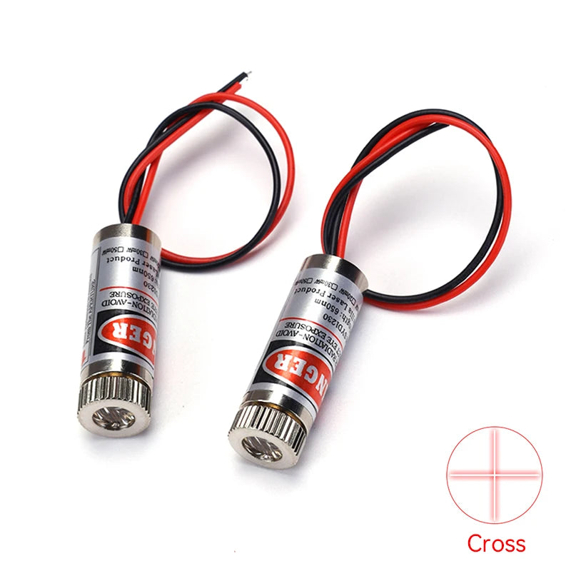 10Pcs/1PC 650nm 5mW Laser Module Head Industrial Class Point/Line/Cross Focusable Glass Lens Adjustable Laser Diode for Industri