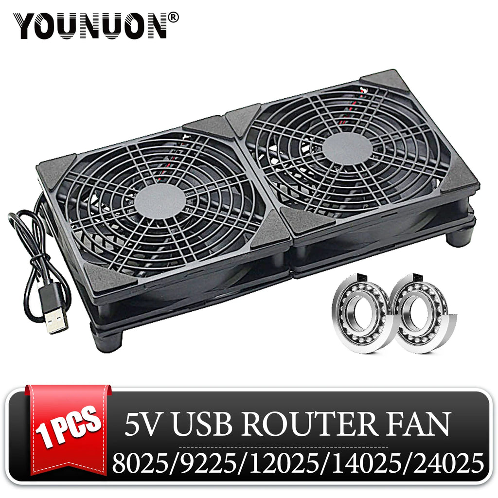YOUNUON 5V USB Router Fan 80mm/92mm/120mm/140mm/240mm  DIY /TV Box /Desktop Fan  W/Protectiong Net