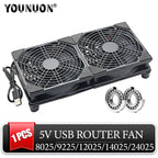 YOUNUON 5V USB Router Fan 80mm/92mm/120mm/140mm/240mm  DIY /TV Box /Desktop Fan  W/Protectiong Net