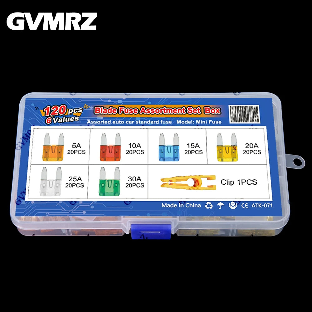 120PCS 6Values Small Size Blades Type Car Fuse kit Assortment 5A 10A 15A 20A 25A 30A Fuse Set Auto Car Truck with Box Clip
