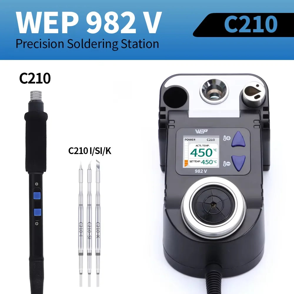 WEP 982-V Digital Electric Soldering Iron Kit C115 C210 C245 Precision Soldering Iron Soldering Station Small Rework Station