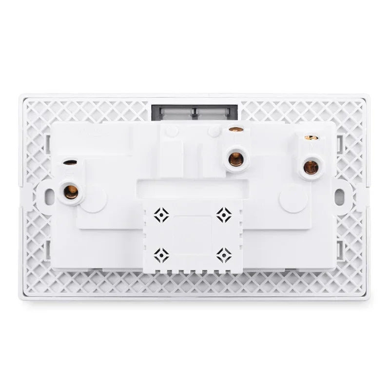 146 13a Reset Toggle Tempered Glass 2Gang UK Socket Switch Combination Panel Power Socket Office Hotel Home Villa Decoration