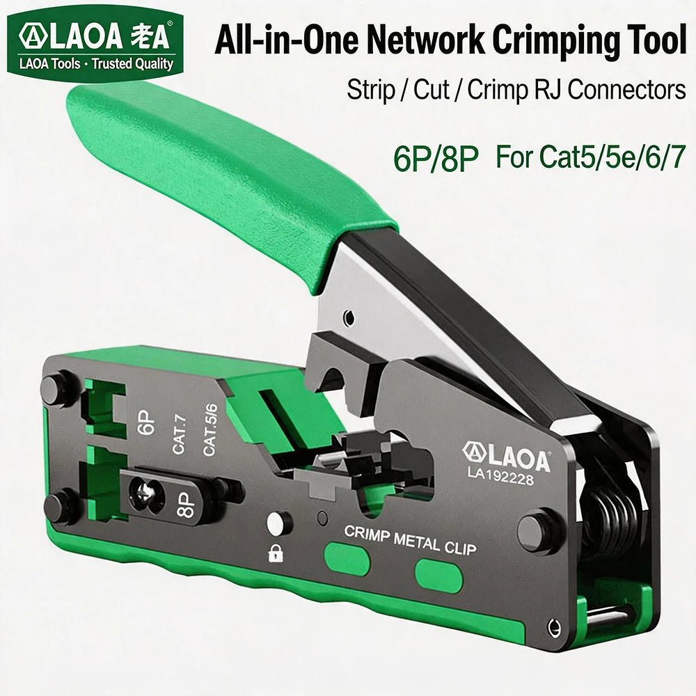 LAOA Network Crimping Tool Ethernet Cable Crimper Pliers for RJ45 RJ11 Connector Professional Wire Stripper Cutter Crimper