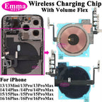 EmmaHelp 1pc For iPhone 13 Pro Max 16 14 15 8 Plus XR Wireless Charging Coil With Volume Flex Flash Charger Panel Sticker