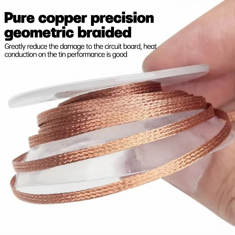 Flux Coated Desoldering Braid Solder Wick 2/3/4mm Width, 1.5M 3M 10M Length, High Purity Copper for Fast PCB BGA SMD Repair
