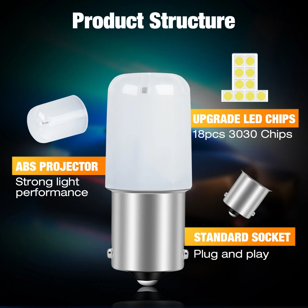 2pcs P21W Led 1156 BA15S 1157 BAY15D P21 5W R5W R10W Bulb 18SMD 3030 Car Turn Signal Lights Reverse Lamp 12V White Red Yellow
