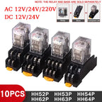 10PCS Miniature Control Relays Small Intermediate Relay AC 12V DC 24V AC220 HH52P HH53P HH54P HH62P HH63P HH64P MY2P MY2NJ