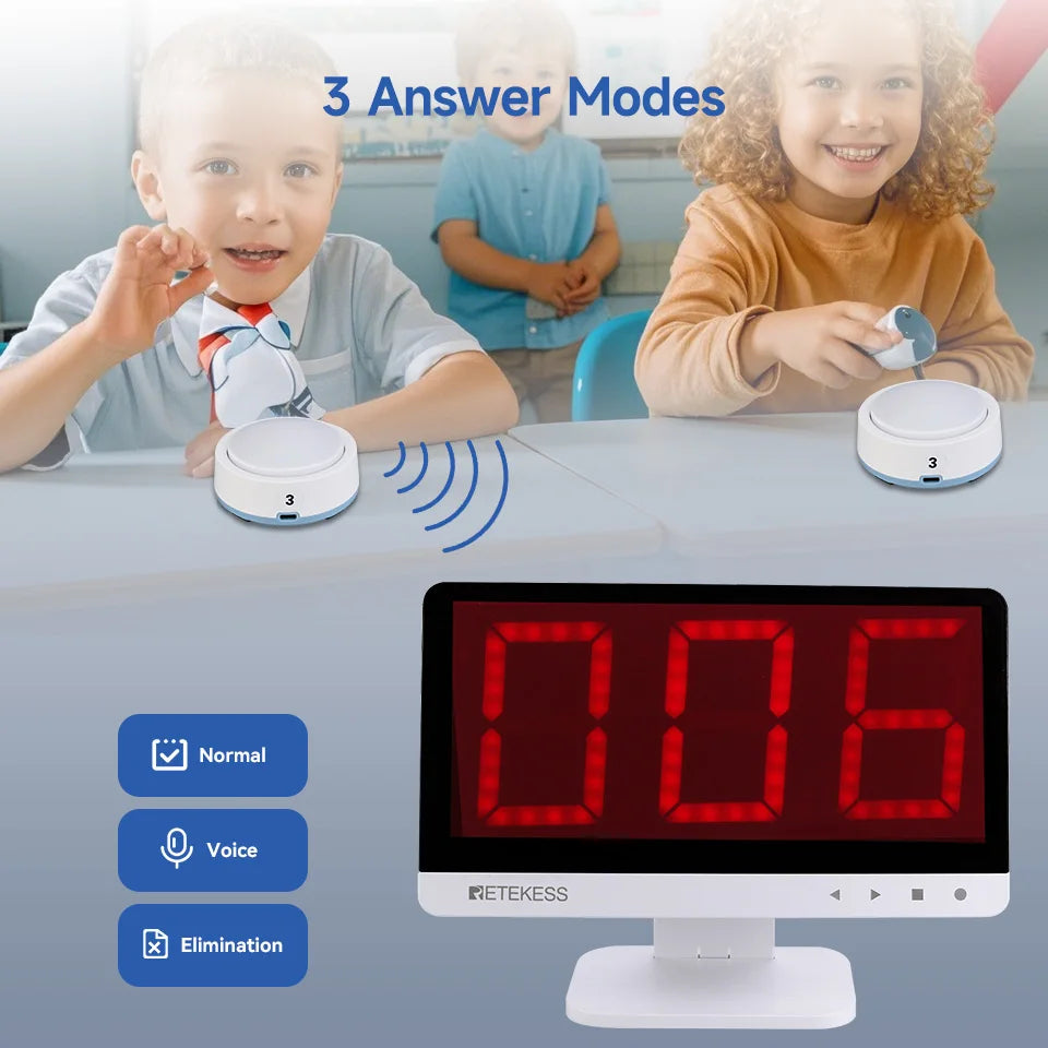 Retekess TM101 Quiz Answer Game Buzzer System 3 Answer Mode 4 Color State for Classroom Competition Game Show Family Party Games