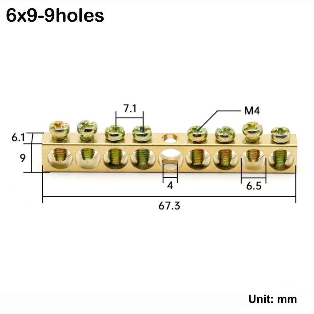 Copper Wire Connector Multi-specification With Hole Screw Copper Bar Terminal Brass Row Junction Box Power Distribution Cabinet