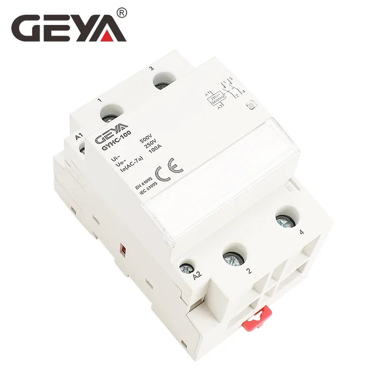 GEYA GYHC 2Pole 100A Modular Contactor 2NO 2NC 1NO1NC 220V Automatic Household Contactor Din Rail Type ICT 50/60Hz