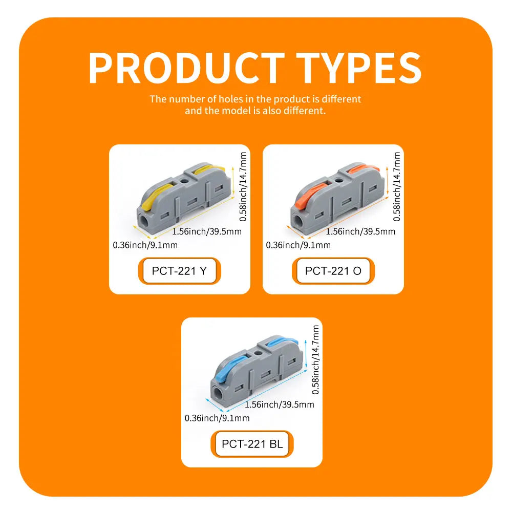 10/50 PCS Universal Compact Mini Fast Wire Connectors Lever Nut Crimp Splitter Electrical Conductors Push-in Home Terminal Block