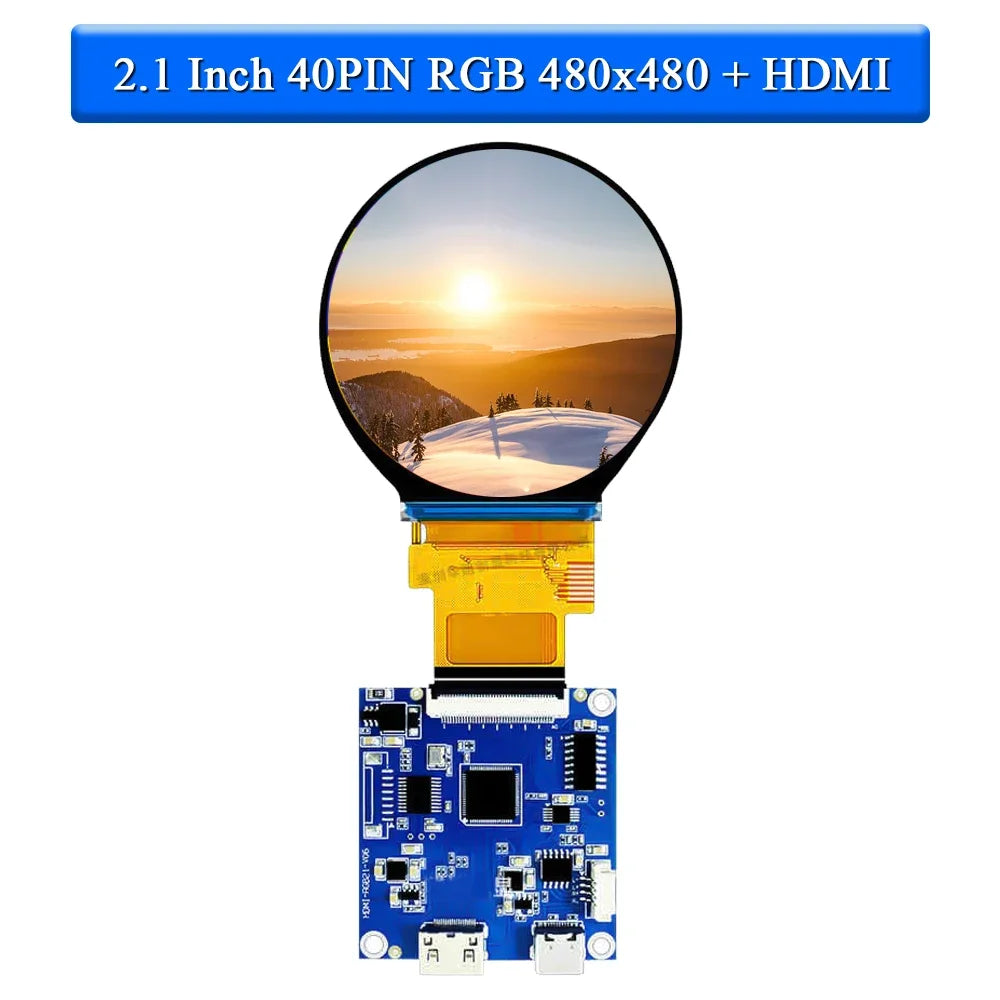 2.1 Inch TFT LED Display Module Round Screen HD IPS 480*480 SPI RGB Interface MIPI HDMI Driver ST7701S Capacitive Touch Screen