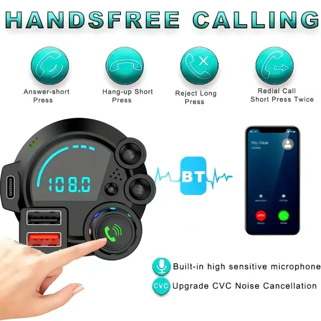 MP3 Music Player Car Bluetooth 5.3 FM Transmitter Wireless QC3.0& PD 20W Dual Fast Charging Car Adapter