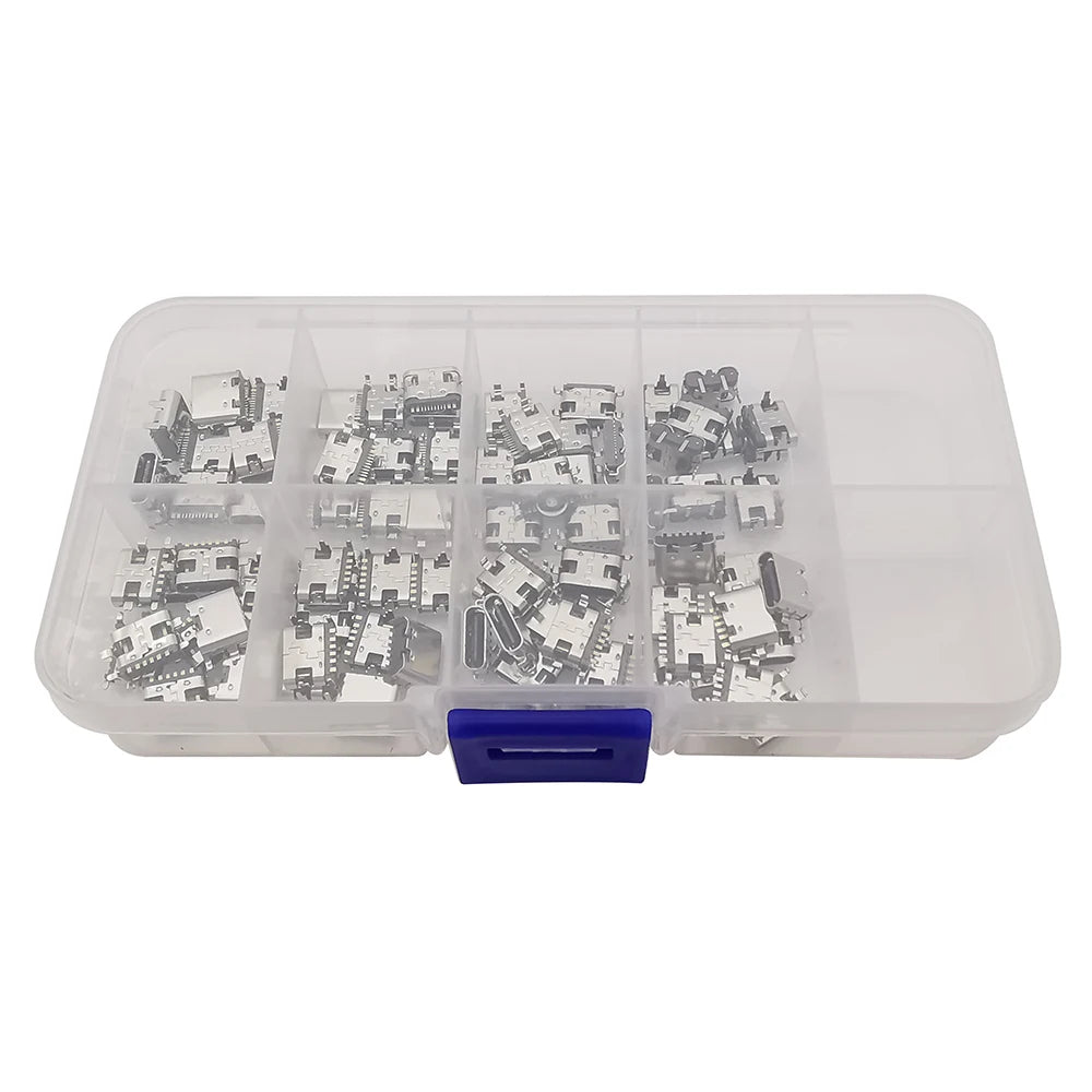 80/100Pcs Type C USB Charging Jack Welding Connectors 2Pin 6Pin 16Pin USB-C Socket For Mobile Phone PCB DIY Repair Kits