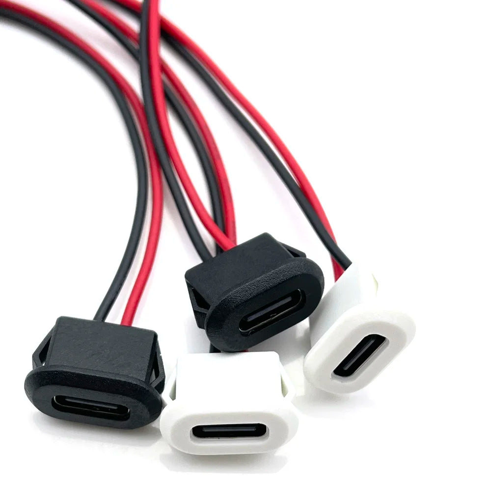 4 Pin Press Type USB Connector Type-C Waterproof with PH 2.0 Female Socket High Current Fast Charging Jack Port with Data Pin